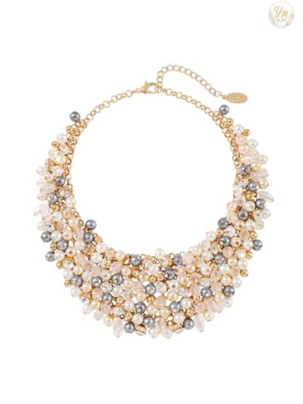 Crystal Chunky Collar Necklace Acrylic Beads Statement 18in Gift for Women
